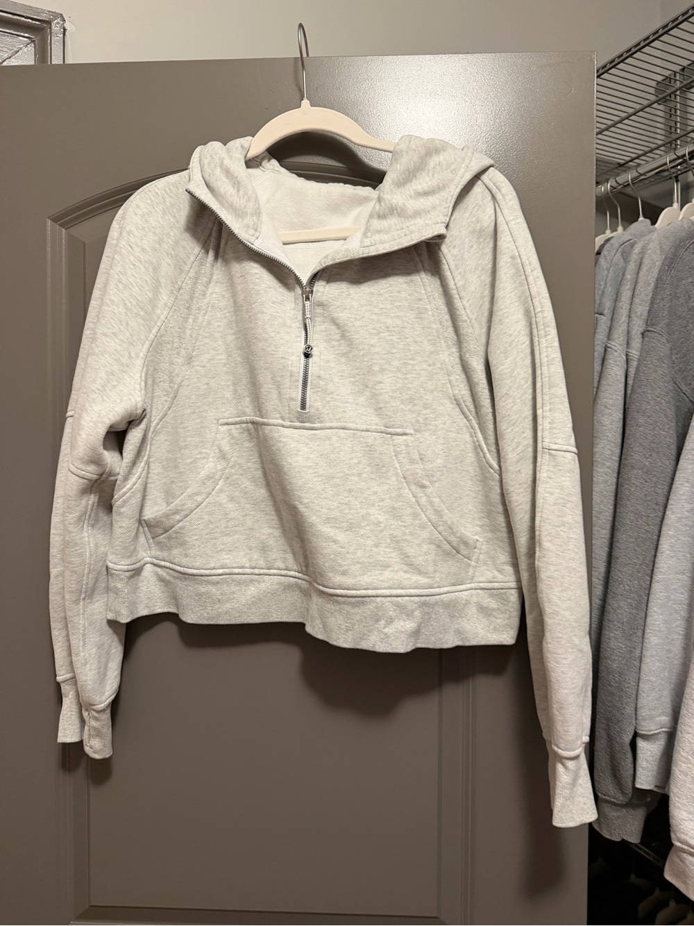 lululemon athletica Light Gray Half-Zip scuba hoodie